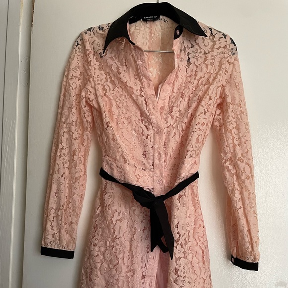 Hehe Pink/Black Lace Dress with Silk Slip - Picture 1 of 4